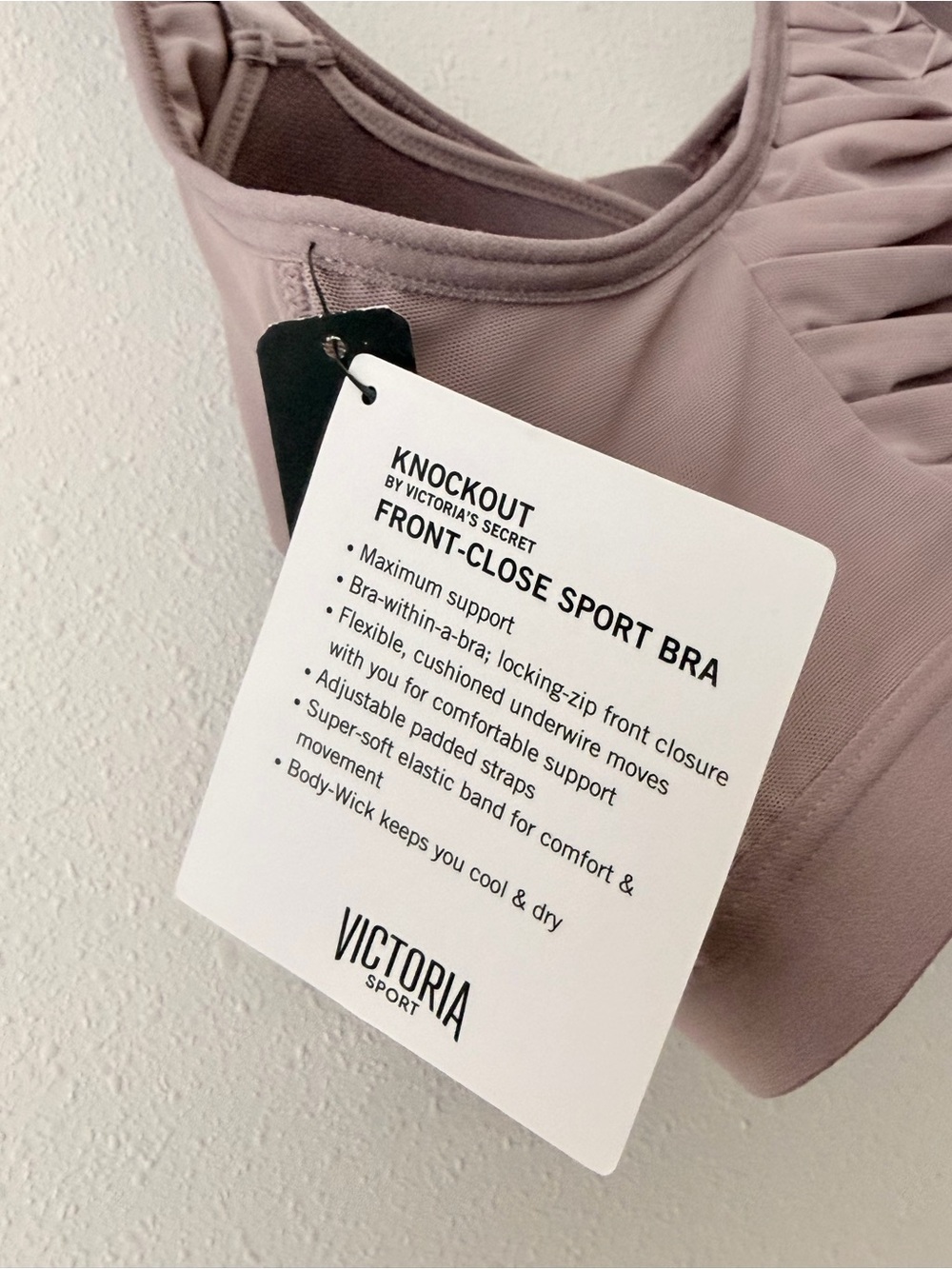 NEW Victoria's Secret Sport Knockout Front-Zip Sports Bra in Taupe - Picture 3 of 3